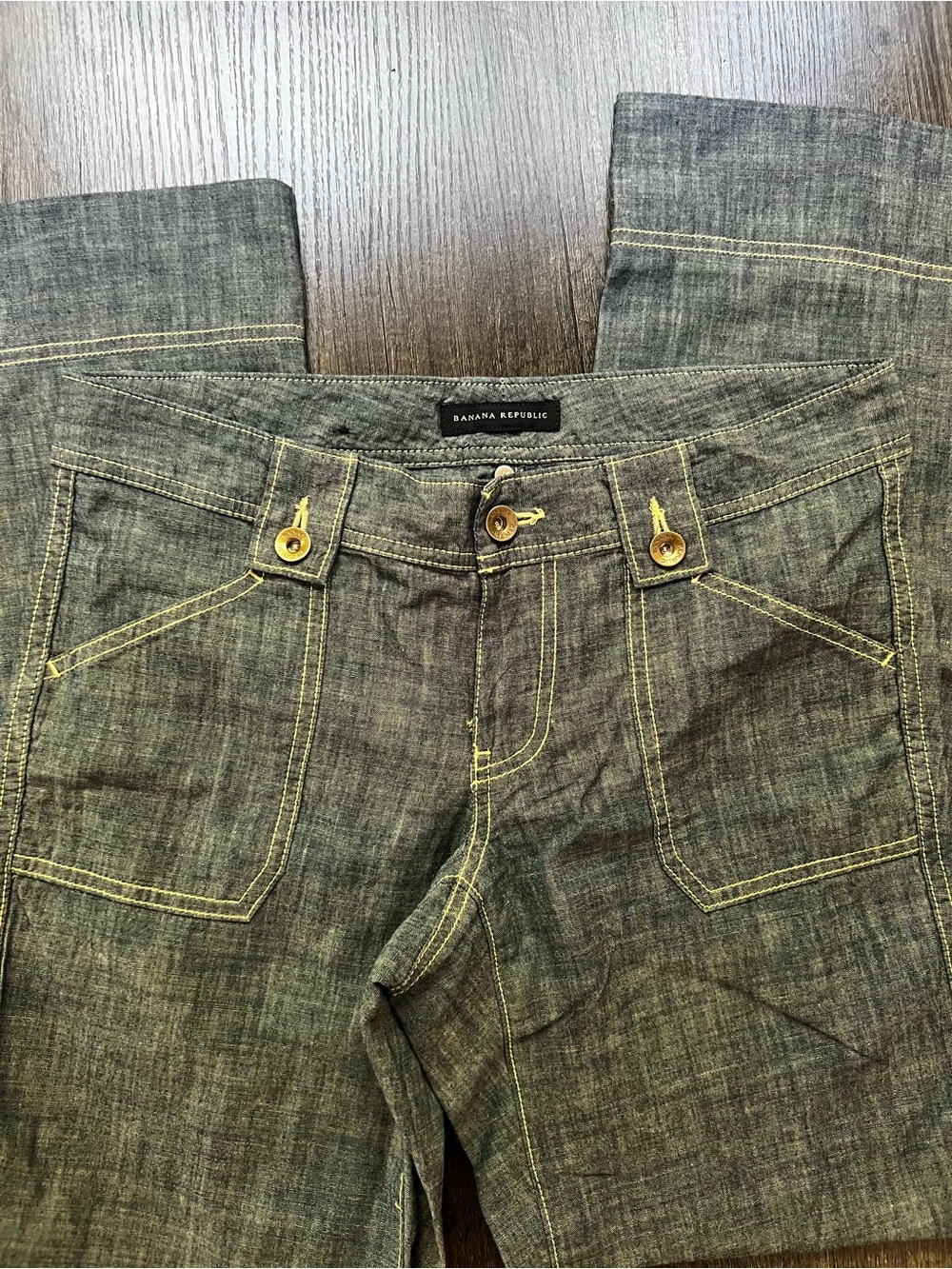Banana Republic Wide-Leg Pants in Heather Gray with Contrast Stitching - Picture 5 of 7